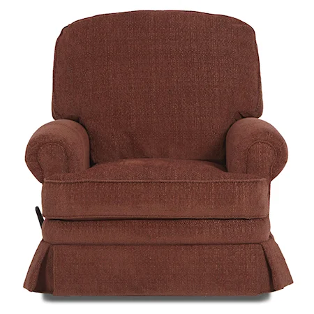 Casual Rocking Recliner Chair with Attached Back Pillows and Outside Handle Activation